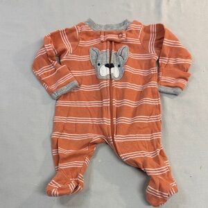 Carter's - Orange Striped Premie Footie with Bear Design
